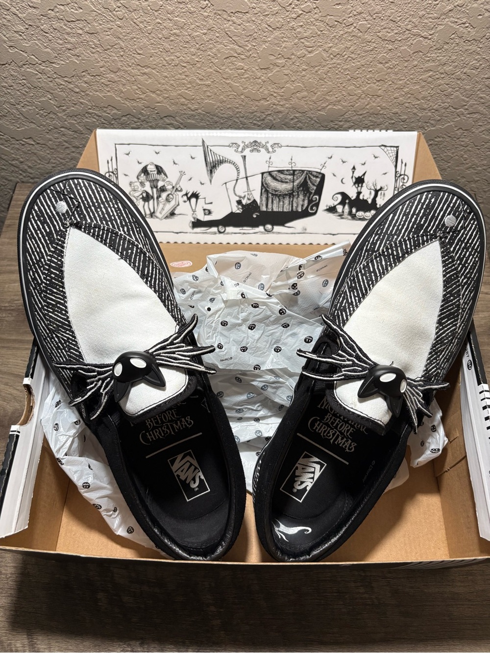 Vans The Nightmare Before Christmas Jack Skellington Black White Slip-Ons